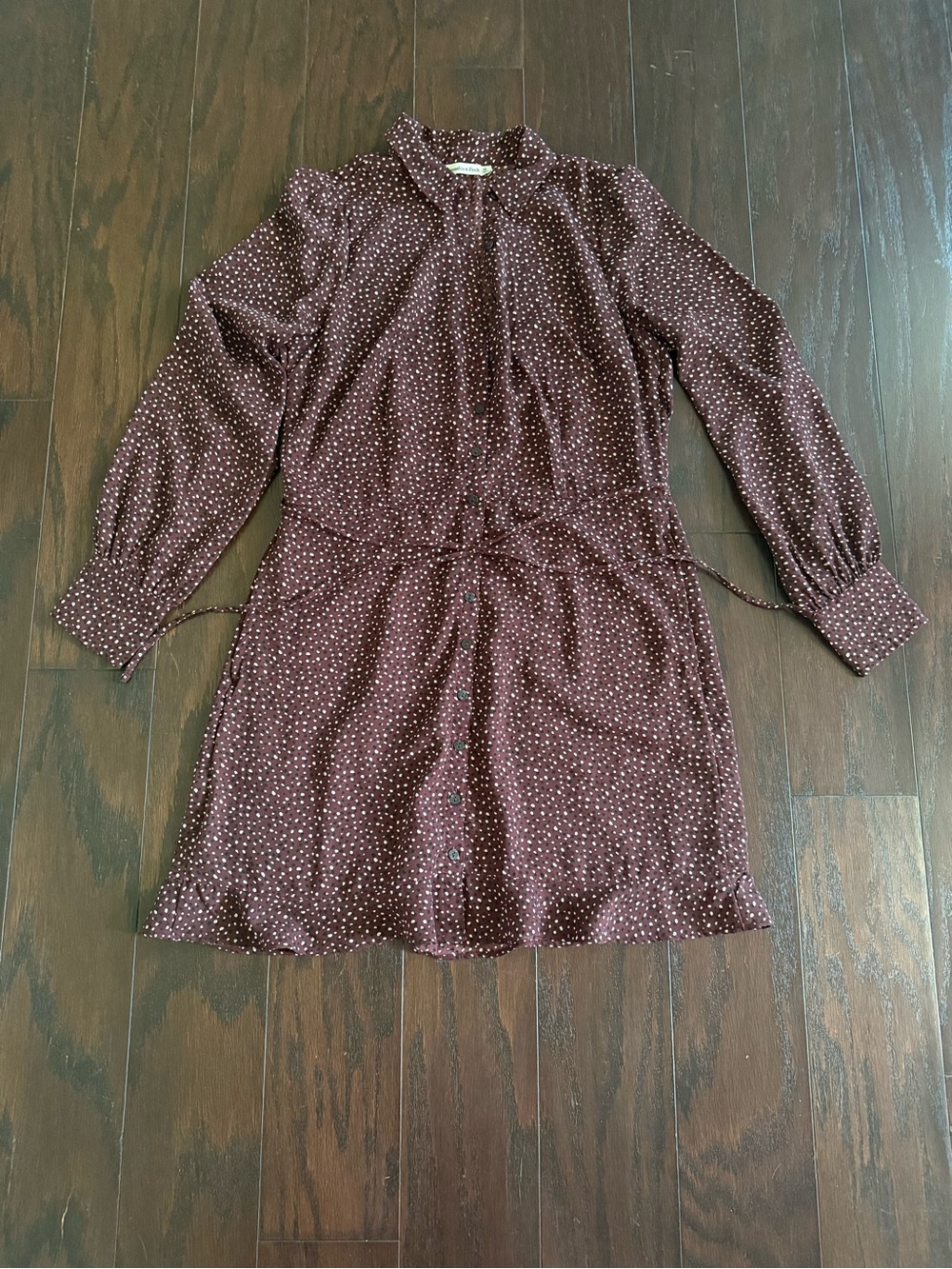 Abercrombie & Fitch Brown Polka Dot Long-Sleeve Dress